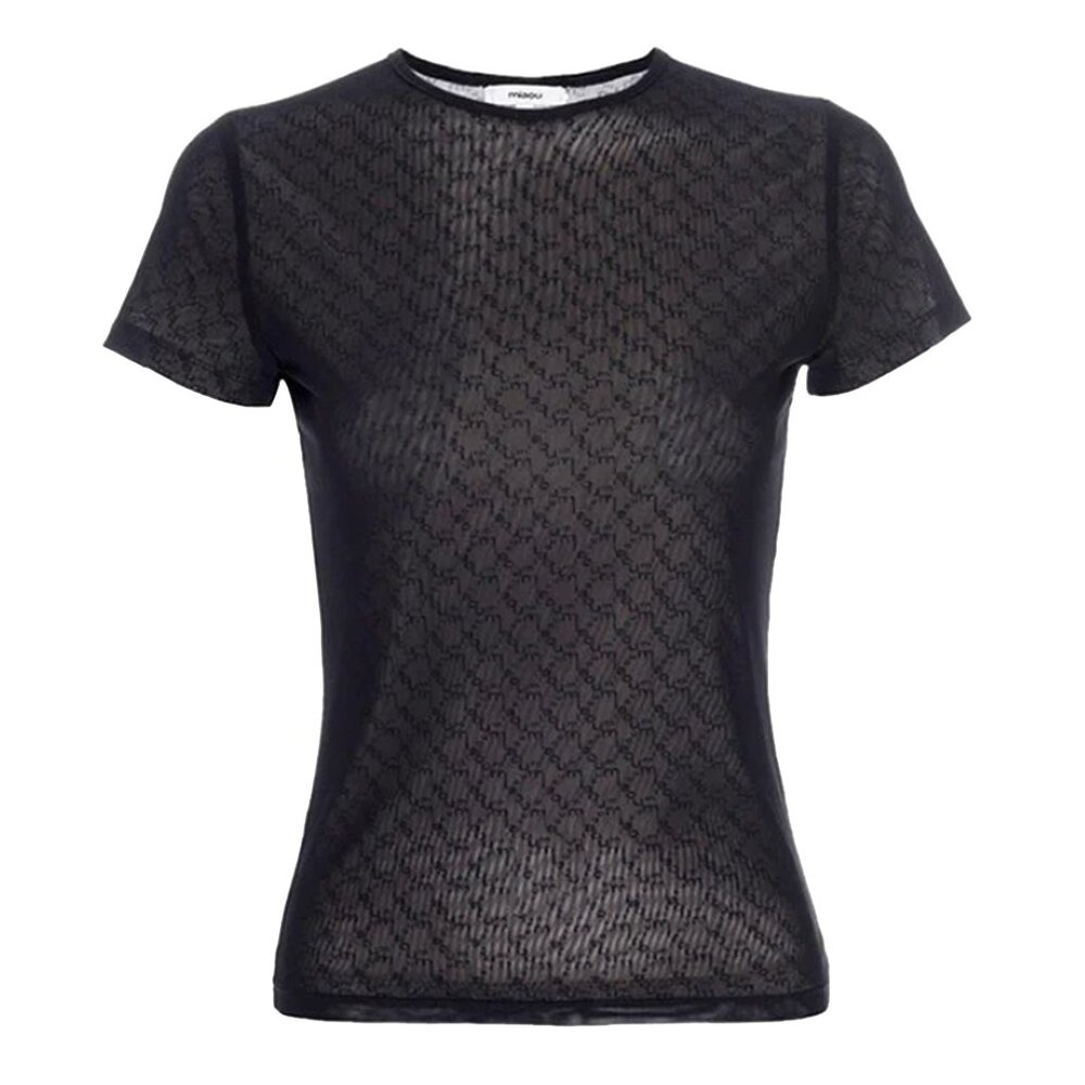 Miaou Monogram Mesh Tee – Black Sheer – Excellent Condition